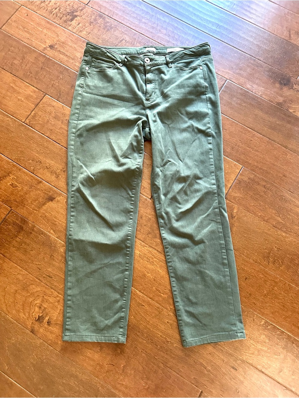 J.Jill Boyfriend Straight Leg Ankle Jeans Olive Green Size 12R - Picture 2 of 9